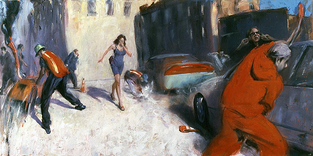 Original NYC scene oil painting by David FeBland
