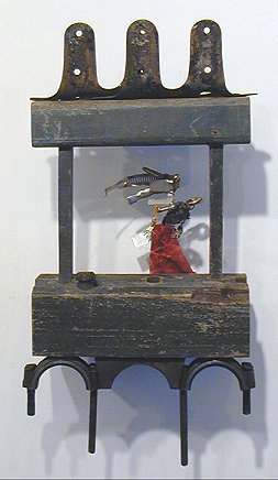 Detail Misanthrope a found object sculpture by Adam Bradley